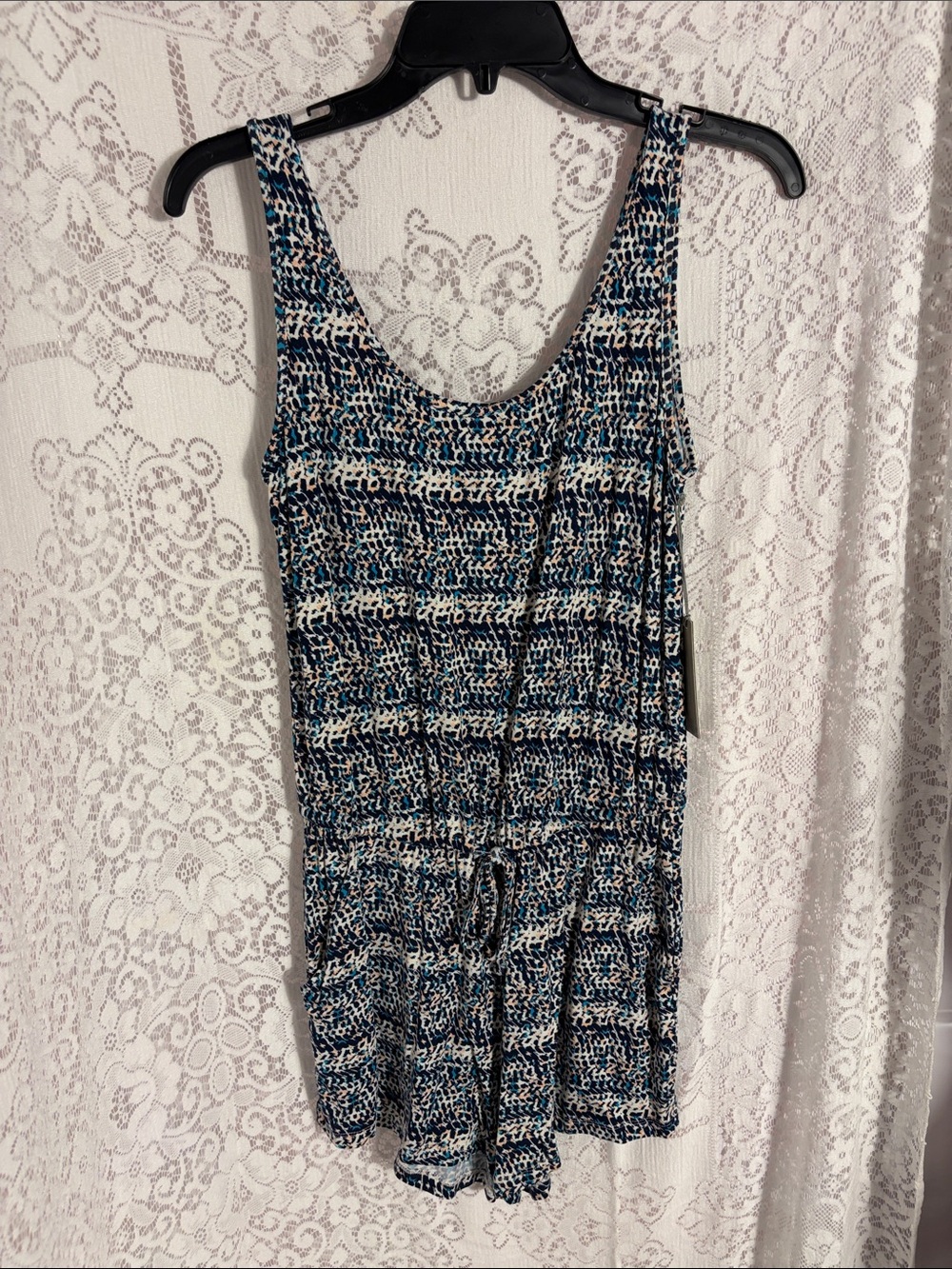 Tart Blue and White Sleeveless Mini Romper